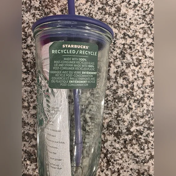 Starbucks Clear Glass Tumbler with Purple Lid - Picture 4 of 8